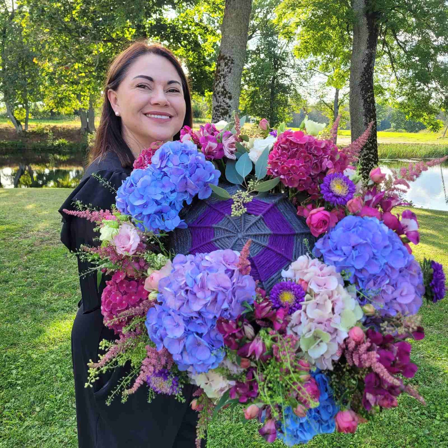 Didelė puokštė su hortenzijomis