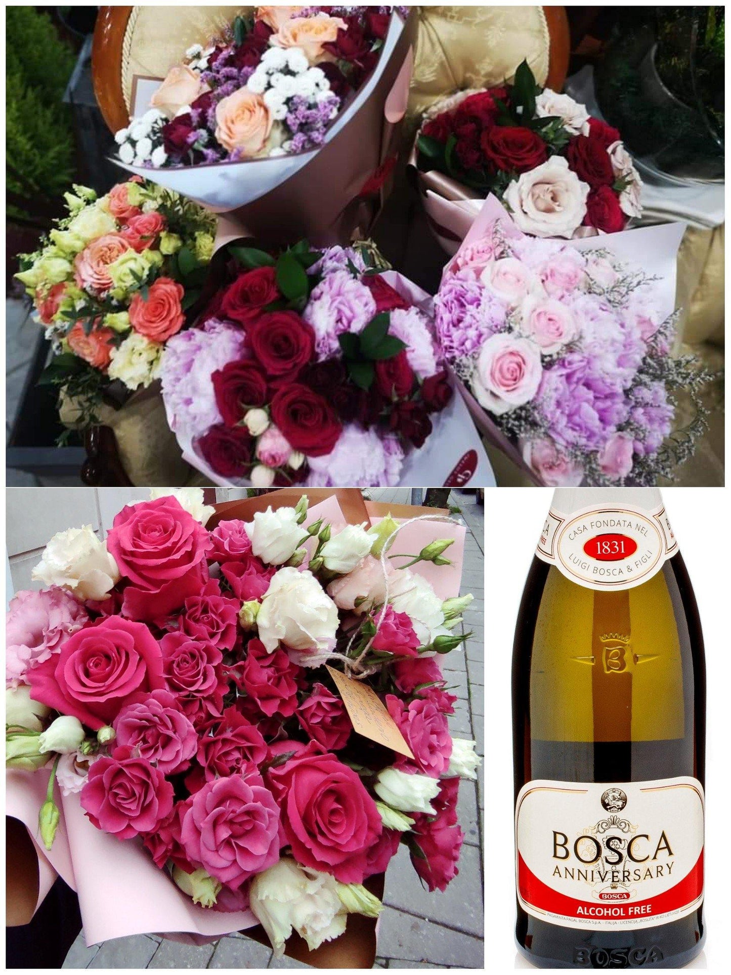 Gėlės ir šampanas